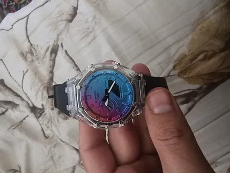 ساعت مچی عقربه ای مدل دو زمانه کرنومتر دار بند سیلیکونی موتور پمپی کد 2