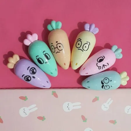 ماژیک علامت گذار مدل پاستلی طرح هویج بسته 6 عددی