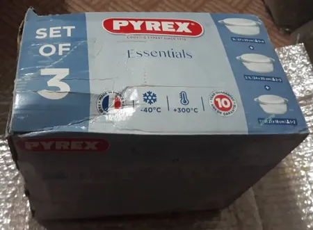 ظرف پخت پیرکس مدل borosilicate مجموعه سه عددی