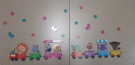 استیکر چوبي باروچین طرح ترن حیوانات