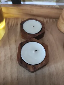 جاشمعی چوبی وودلندزون مدل شش ضلعی بسته 2 عددی