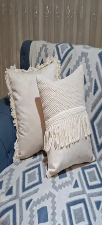 کاور کوسن مدل مکرومه نیلا مجموعه 3 عددی