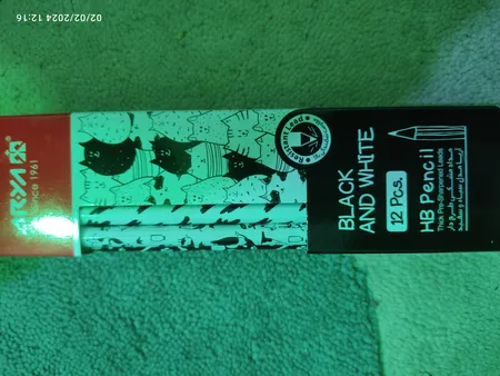 مداد مشکی آریا مدل BLACK & WHITE کد A2 بسته 12 عددی