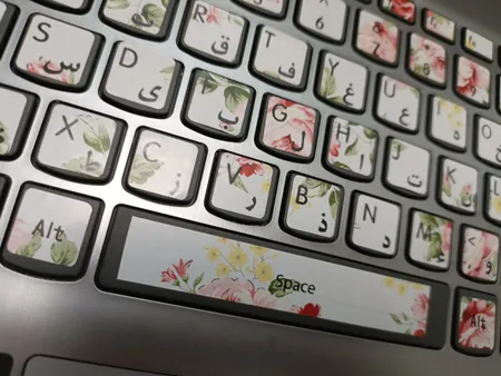 برچسب حروف فارسی کیبورد طرح گل رز کد ۰۱