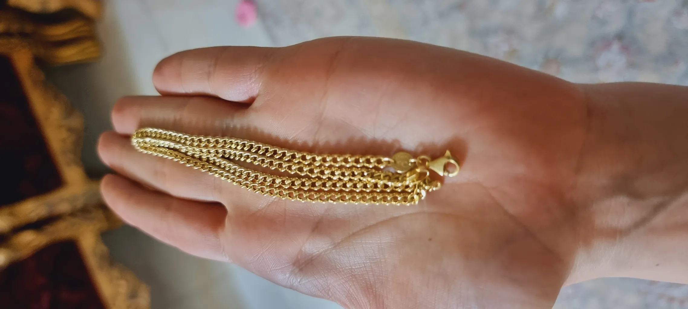 زنجیر طلا 18 عیار زنانه طلای مستجابی مدل گلستانه کد G45