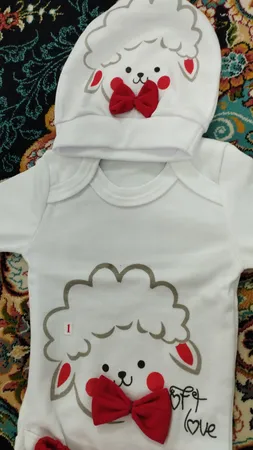 ست 3 تکه لباس نوزادی طرح بره کد M117