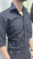 پیراهن آستین بلند یقه برگردان مردانه مدل جیب دار