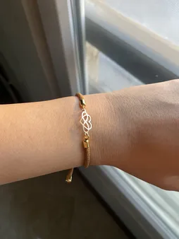 دستبند طلا 18 عیار زنانه مدل قلب و بی نهايت