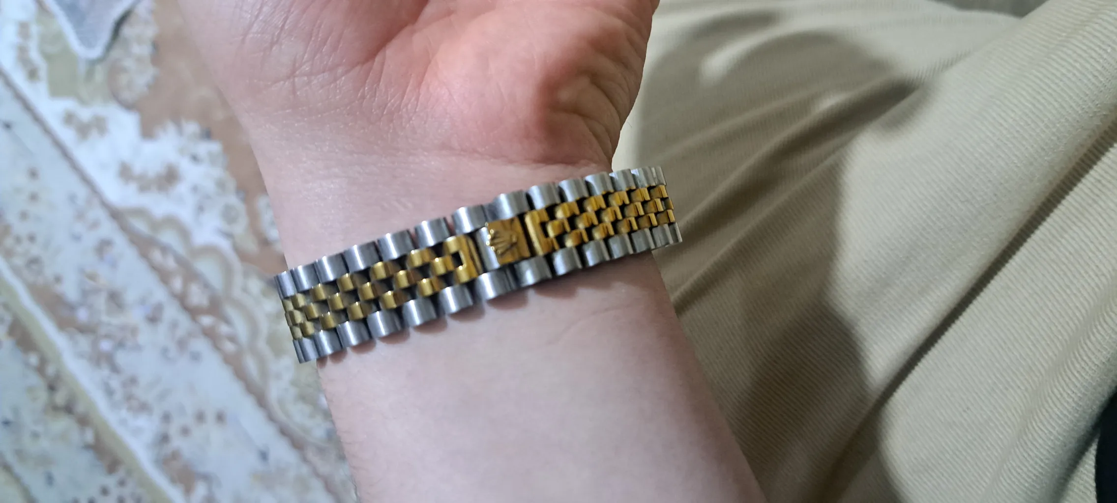 ست ساعت مچی عقربه ای زنانه و مردانه  مدل دیت جاست خطی ساده کد sfs01