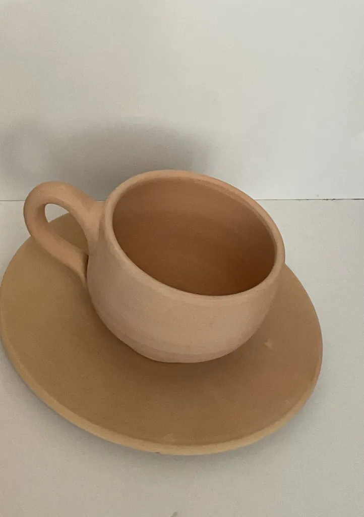 ست فنجان و نعلبکی سفالی خام مدل شیرخوری