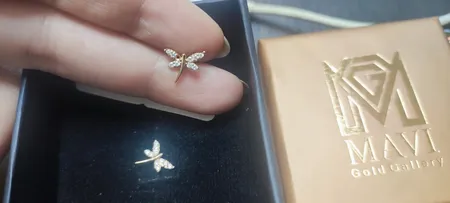 گوشواره میخی طلا 18 عیار زنانه ماوی گالری مدل سنجاقک