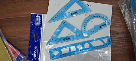 ست خط کش و گونیا آریا مدل 8038 مجموعه 4 عددی