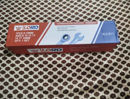 آچار یکسر تخت و یکسر رینگی جغجغه ای لورد مدل YP-8-19MM مجموعه 7 عددی