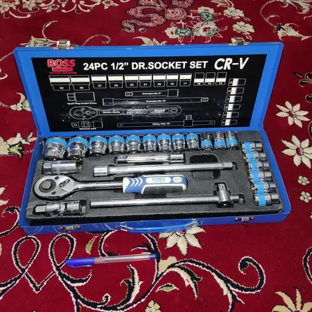 آچار بکس و سری آچار باس مدل CR_V24 مجموعه 24 عددی