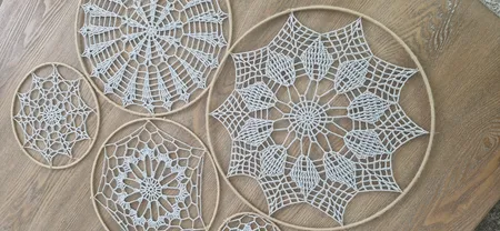 دیوارکوب بافتنی طرح شکوفه مدل دایره ای کد baftD1 بسته 6 عددی