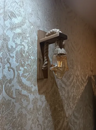 چراغ دیواری مدل چوبی کنفی کد ED004WL مجموعه 2 عددی