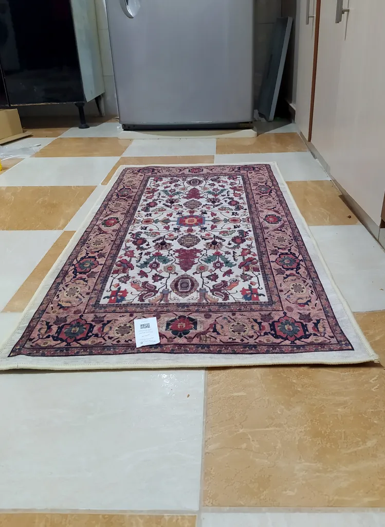 فرش ماشینی مدما مدل نکیسا کرمی کد 1006 زمینه کرمی