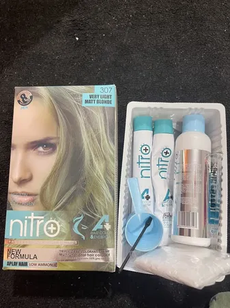 کیت رنگ مو و ابرو نیترو پلاس شماره 307 حجم 100 میلی لیتر رنگ بلوند زیتونی خیلی روشن