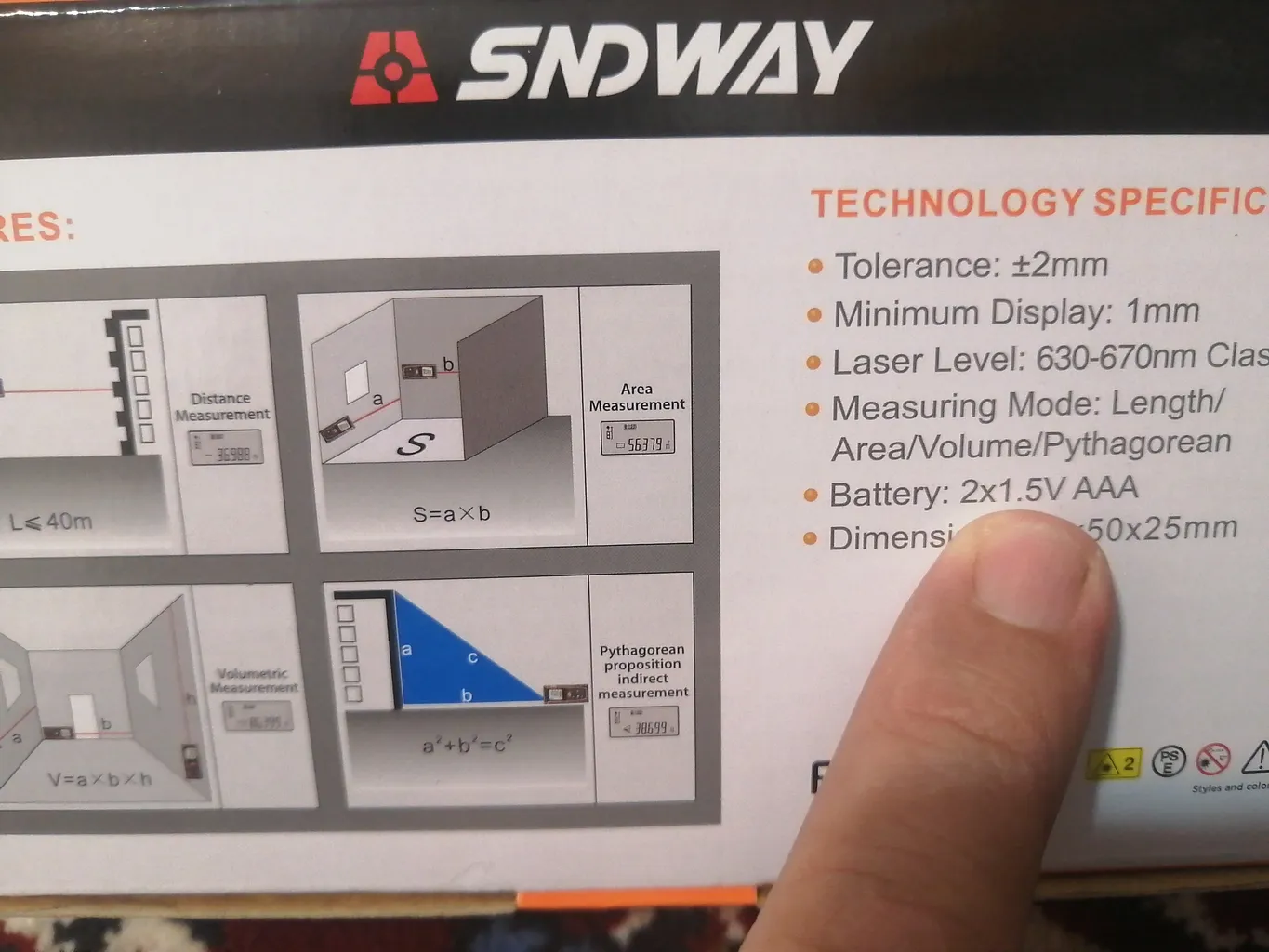 متر لیزری سندوی مدل SW-T60M