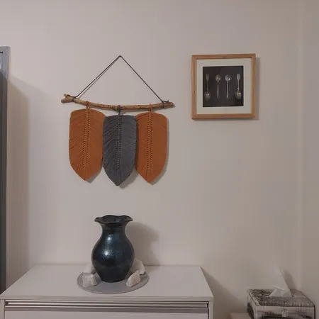 آویز بافتنی مدل برگ مکرومه