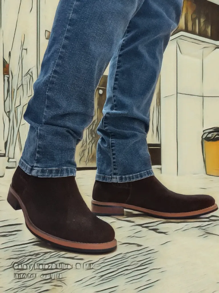 نیم بوت مردانه کرمانی مدل جیر دستدوز طبیعی کد 626D رنگ قهوه ای