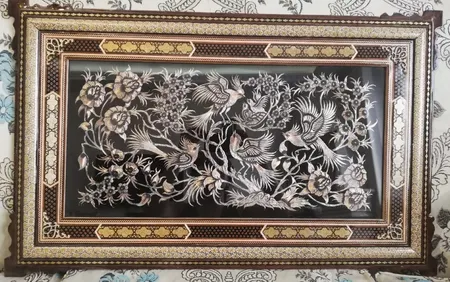 تابلو قلمزنی طرح گل و مرغ 5080-12