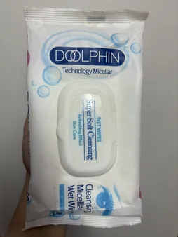 دستمال مرطوب پاک کننده آرایش دلفین مدل 001 بسته 60 عددی
