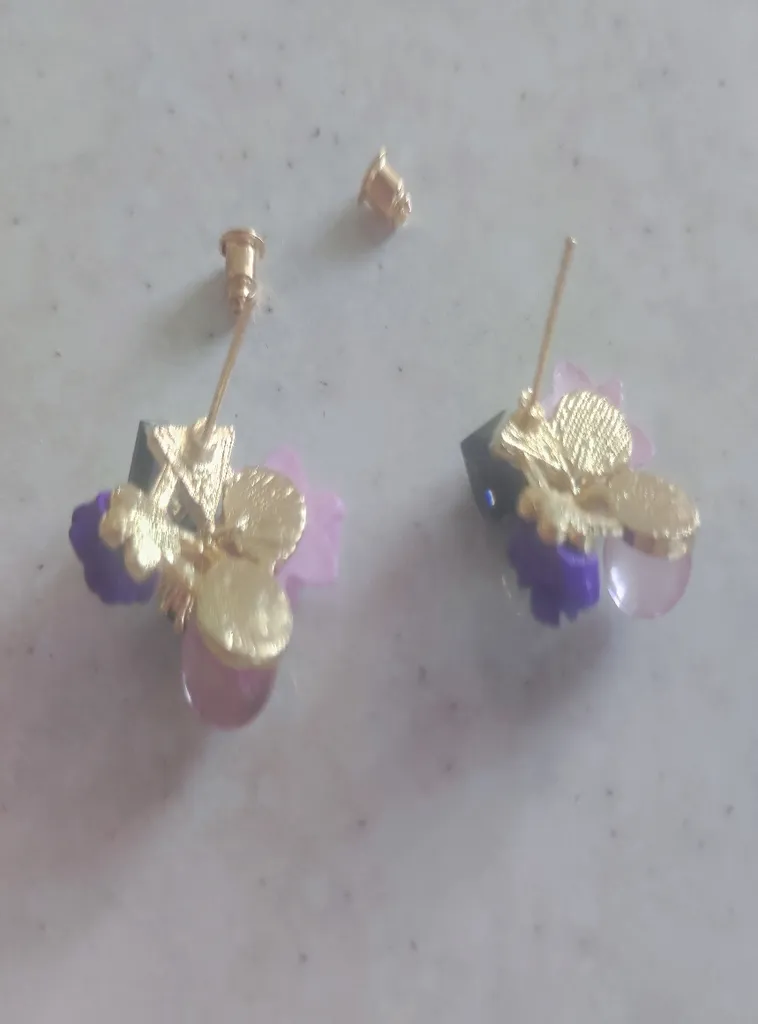 گوشواره زنانه مدل گل بنفشه کد 00665