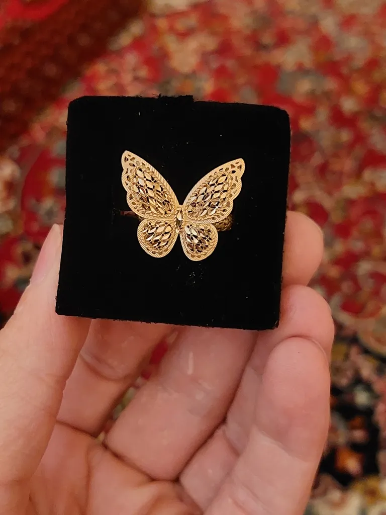 انگشتر طلا 18 عیار زنانه طلای مستجابی مدل پروانه فیوژن سایز 56