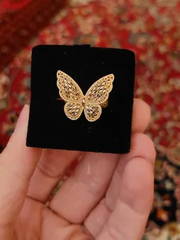 انگشتر طلا 18 عیار زنانه طلای مستجابی مدل پروانه کد 56