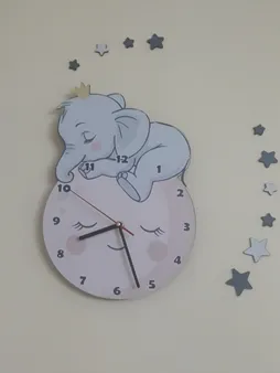ساعت دیواری کودک باروچین مدل فیل و ماه کد C-114