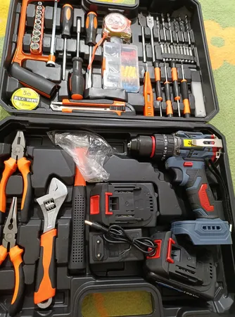 دریل پیچ گوشتی چکشی شارژی سه نظام فلزی  10 میلیمتر 198 ولت جاب مدل JB-198 POWER FULL KIT مجموعه 210 عددی