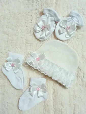 دستکش نوزادی نیلی مدل Snow White