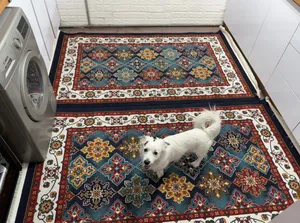 تجریه خرید گلیم ماشینی دنیای فرش طرح کتیبه کد 412