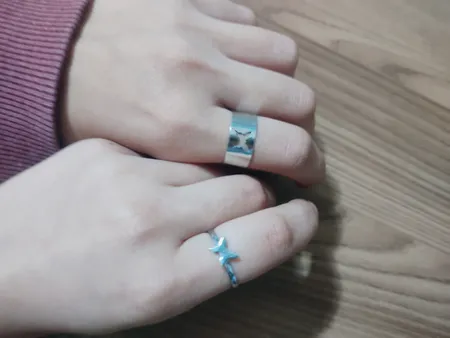 انگشتر زنانه مدل پروانه ای مکمل مجموعه 2 عددی