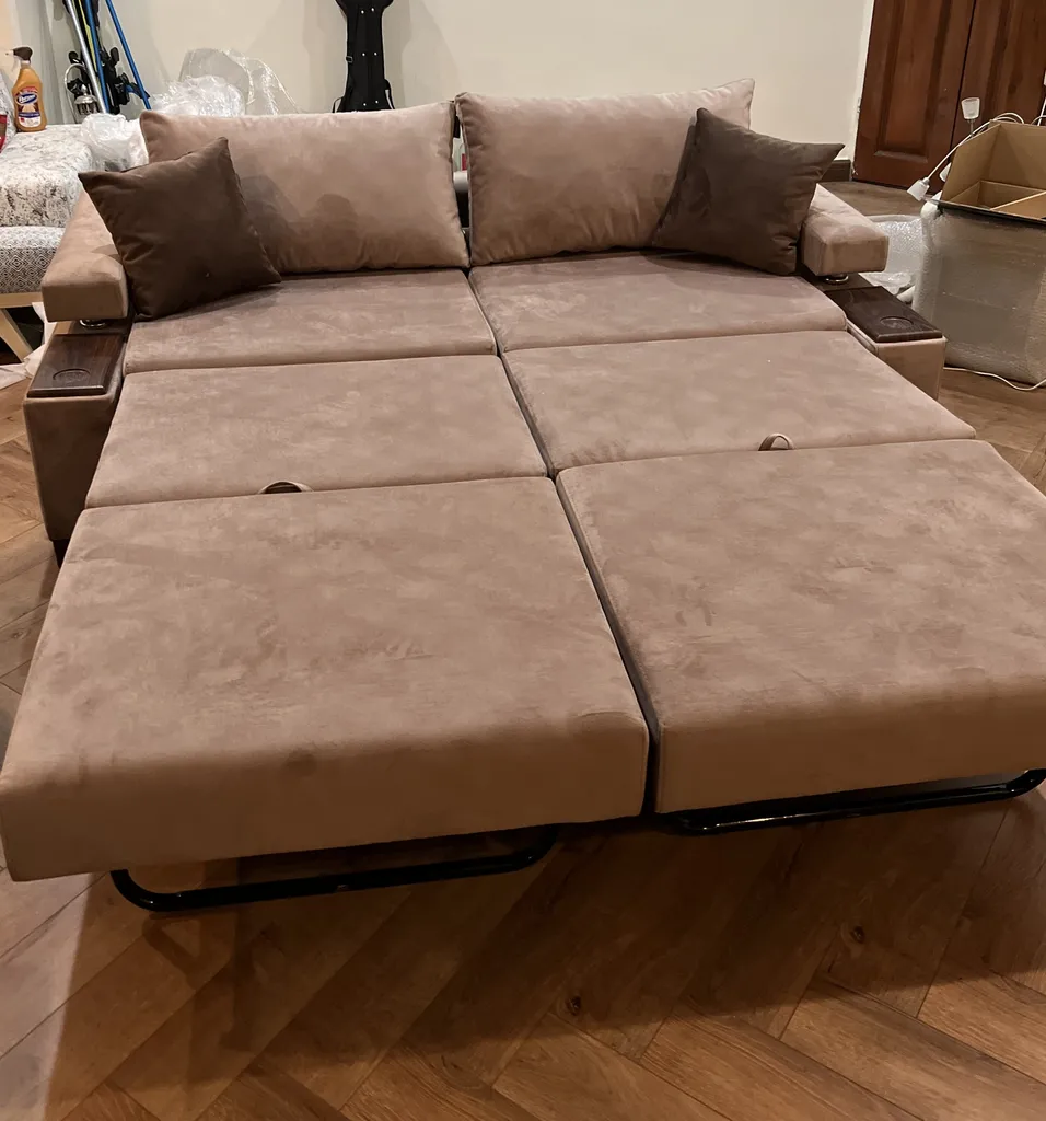 مبل تختخواب شو 2 نفره اورنگ مدل لالوسکی دوقلو دسته دوبل