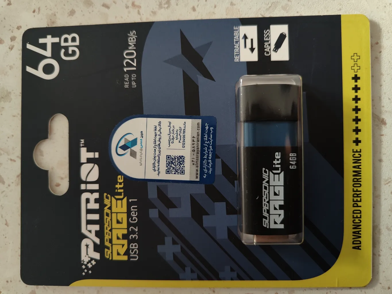 فلش مموری پتریوت مدل Patriot RAGE LITE 64GB USB 3.2 FLASH DRIVE ظرفیت 64 گیگابایت