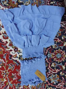 تجریه خرید ست نیم تنه و دامن زنانه مدل نخی تابستانه رنگ آبی