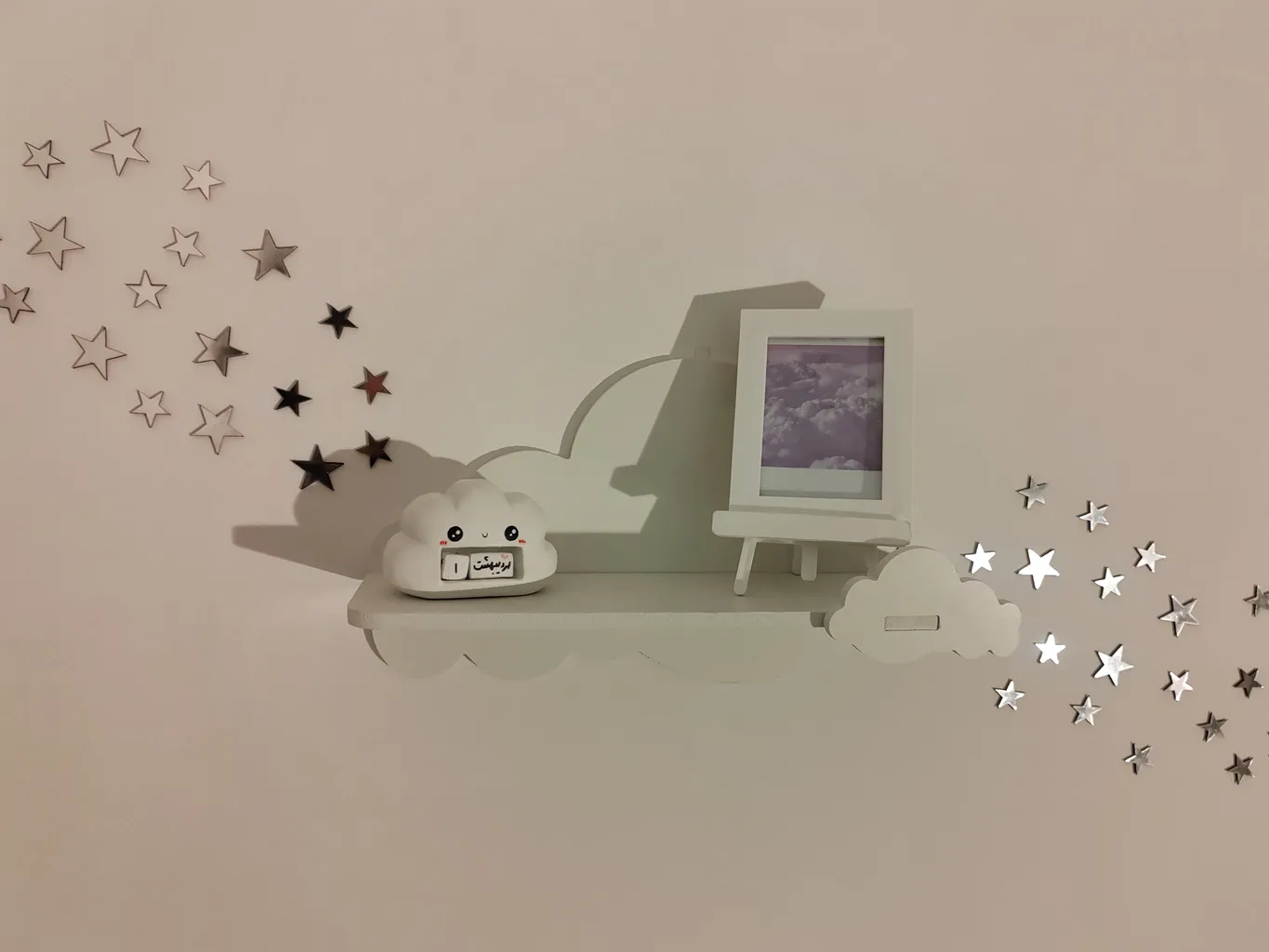 شلف دیواری اتاق کودک مدل ابر دوقلو