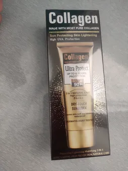 کرم ضد آفتاب بدون رنگ کلاژن، 60 SPF، مدل Ultra Protect، مناسب انواع پوست و حجم 130 میلی‌لیتر، محافظت کننده در برابر اشعه UVA و UVB، ضد آب، +++ PA، نرم کننده، روشن کننده پوست، مات کننده، با ماندگاری 2 ساعته