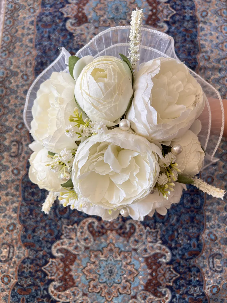 دسته گل مصنوعی عروس مدل مروارید