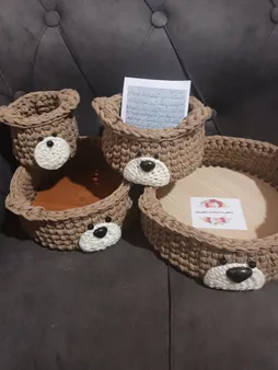 ست سبد وسایل کودک مدل طرح خرسی مجموعه 4 عددی