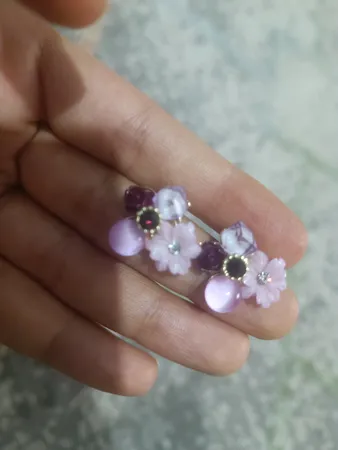 گوشواره زنانه مدل گل بنفشه کد 00665