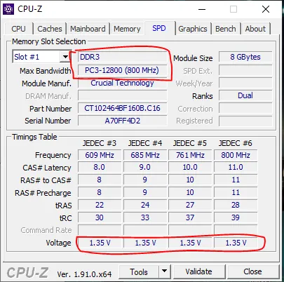 رم لپ تاپ کروشیال مدل DDR3L 1600MHz ظرفیت 8 گیگابایت