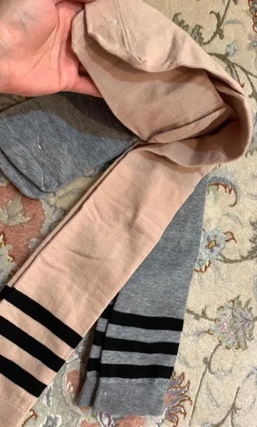 جوراب ساق بلند زنانه تن پوش هنگامه مدل بالازانو رینگی مجموعه 2 عددی