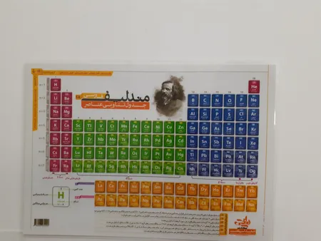 پوستر آموزشی نارنجی طرح جدول تناوبی مندلیف مدل D4 سایز A5