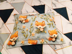 تجریه خرید پارچه ملحفه عرض 1.5 متر پارچه باما طرح سه بعدی روباه کیوت کد 5013498  رنگ سبز