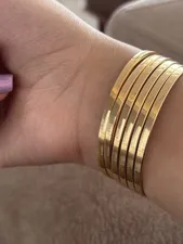 تجریه خرید النگو طلا 18 عیار زنانه طلای مستجابی مدل آینه ای پروفیلی کد S2 سایز 2