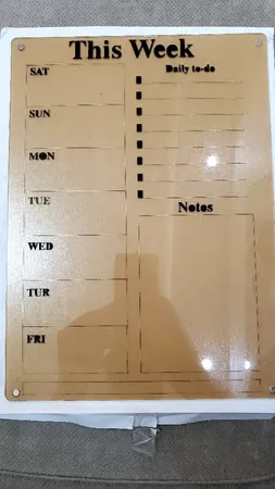 تخته وایت برد مدل پلنر هفتگی سایز 20×30 سانتی متر