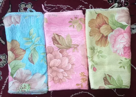 دستمال آشپزخانه مدل حوله ای نانو گلدار مجموعه 3 عددی